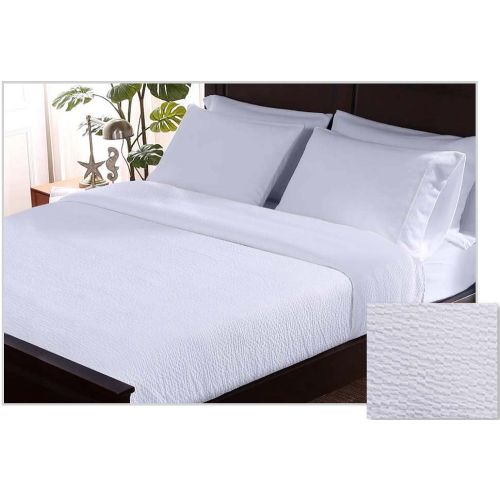 Classic Seersucker Top Sheet, 100% Polyester, 185 GSM, King, 112x111, White